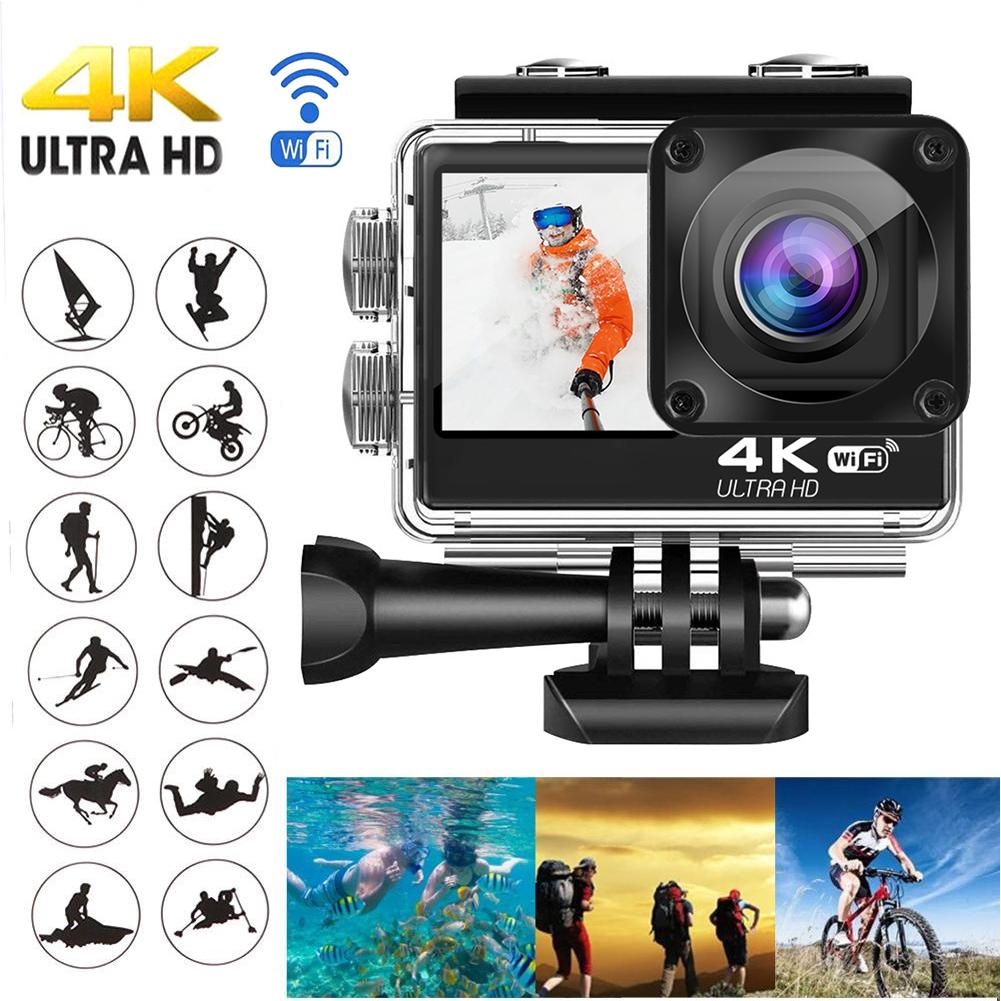 Máy ảnh thể thao EIS hoàn toàn mới 4K 60fps 24MP WiFi 2.0 inch Touch Touch LCD màn hình chống nước 4x Zoom Video Recorder Camera thể thao