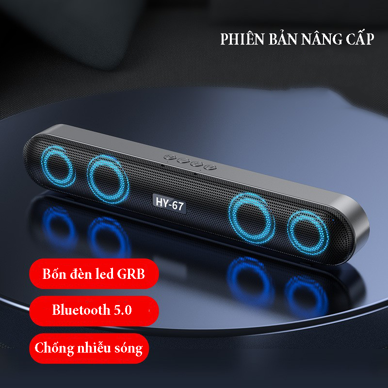 Loa bluetooth siêu trầm 4 trong 1 công suất 10W kết hợp đèn led GRB chức năng radio đài FM, dung lượng pin 1200mA, âm thanh 6D sống động