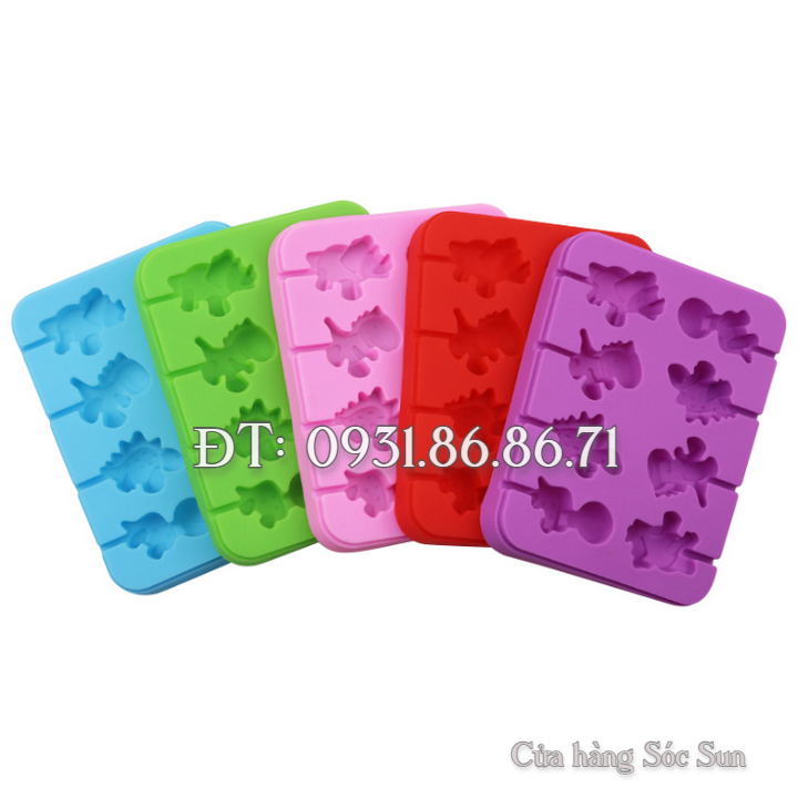 Khuôn silicon 8 con khủng long - Mã số 1491