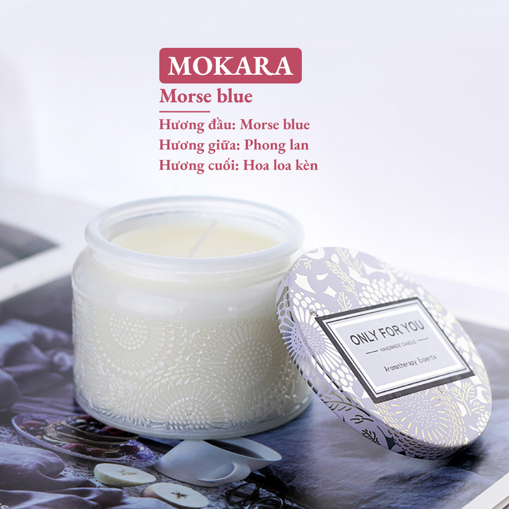 Nến thơm Only For You ly thủy tinh hoa văn nổi 110G sáp đậu nành tự nhiên tạo hương thơm làm quà tặng người thân