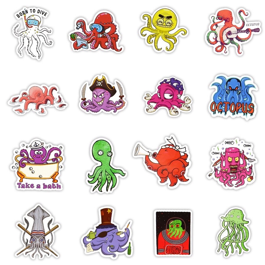 Set 30 Sticker ảnh hình cute Bạch Tuộc