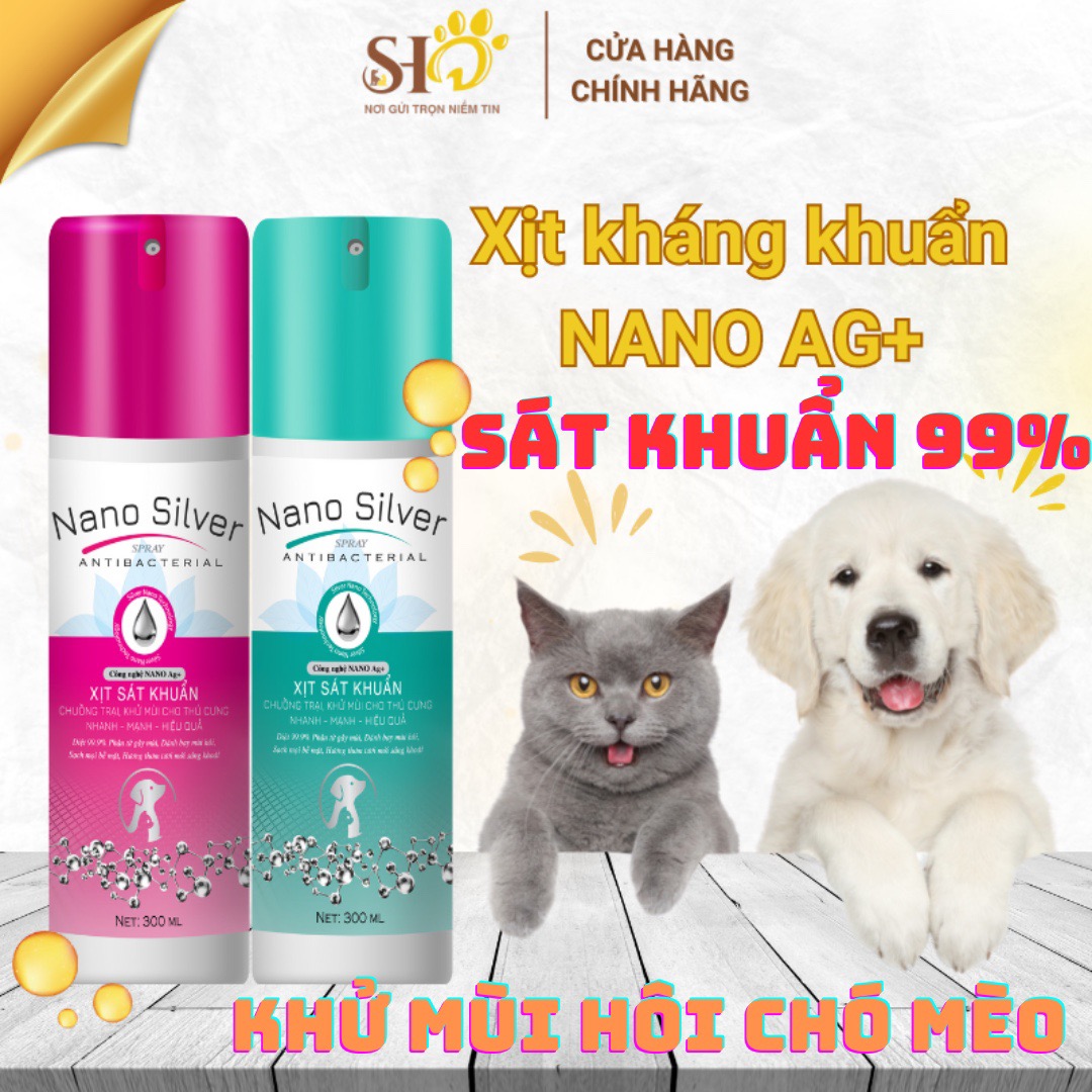 Xịt Sát Khuẩn Khử Mùi Hôi Chó Mèo NANO SLIVER SPRAY, Khử Mùi Hôi Khu Nuôi