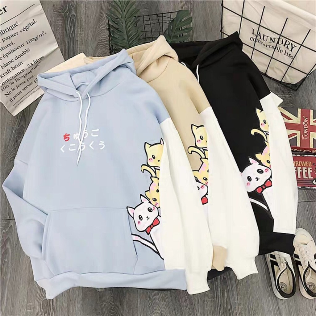 ÁO KHOÁC HOODIE -IN 3 CON MÈO SIÊU CUTE NAM NỮ-MỚI NHẤT