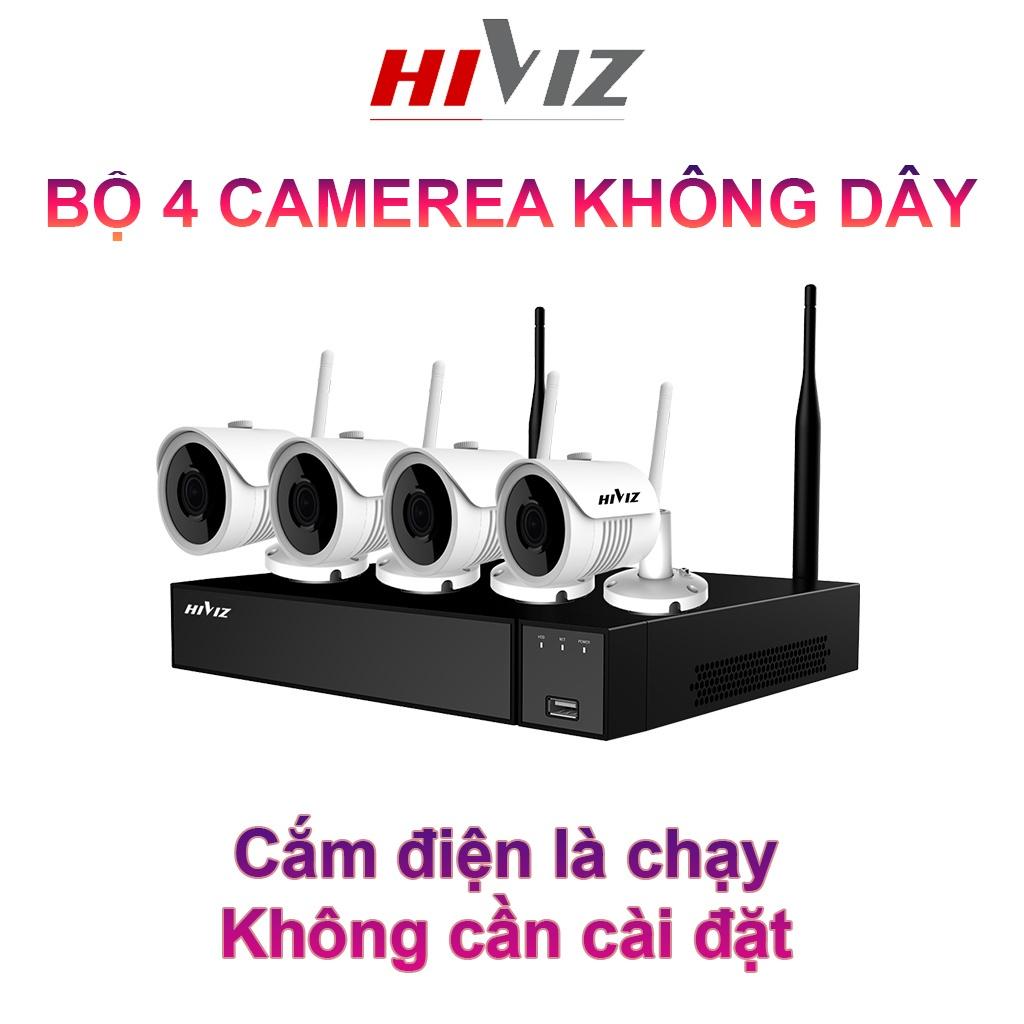 Bộ Kit Wifi 4 Camera Full HD 1080P (2.0mp) Đầy Đủ Phụ Kiện, Dễ Sử Dụng - Hàng chính hãng