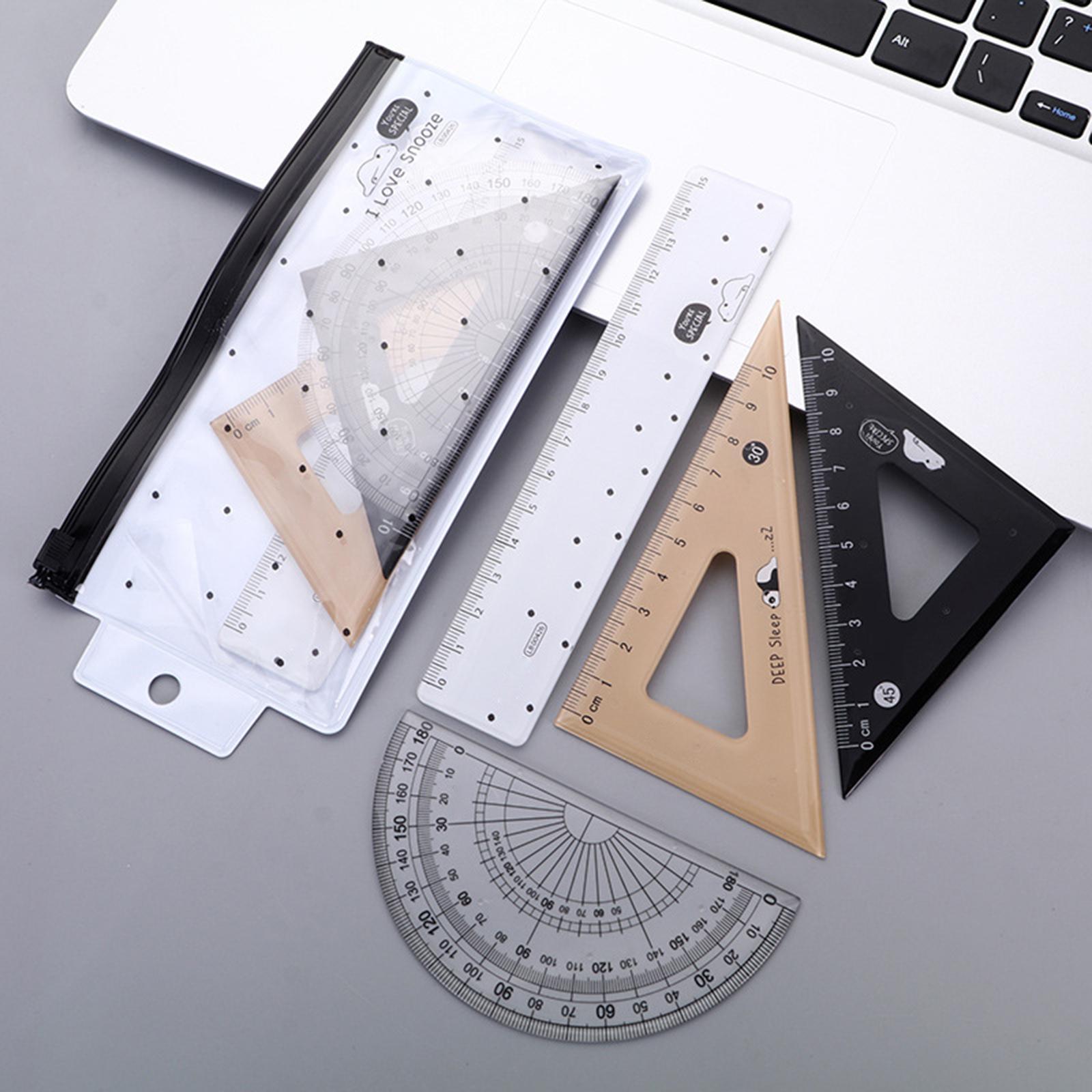 4x Geometry Math Ruler Measuring Tool Office Architects