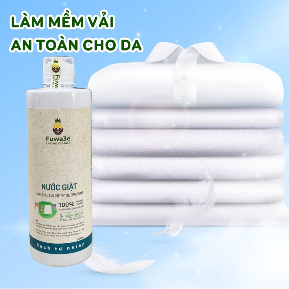 Nước giặt hữu cơ Fuwa3e chuyên giặt lụa hương bạc hà 500ml an toàn cho bé