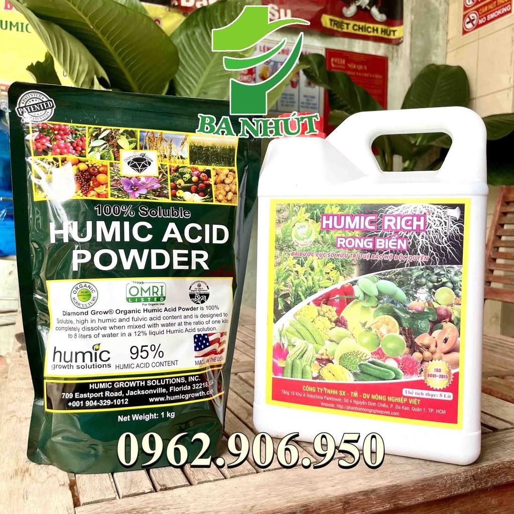 Combo HUMIC MỸ 1kg Và HUMIC RICH RONG BIỂN 5 Lít– Dưỡng Cây Khỏe, Ra Rễ Cực Nhanh, Đâm Chồi Mạnh