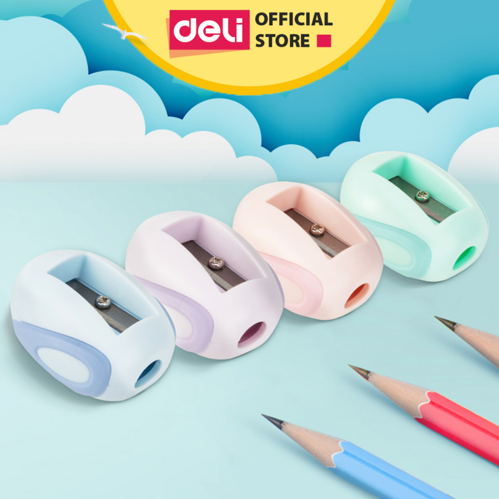 Gọt Bút Chì, Chuốt Bút Chì Mini DELI Lưỡi Thép Không Gỉ, Cắt Bén, Hạn Chế Gãy Ngòi Chì.