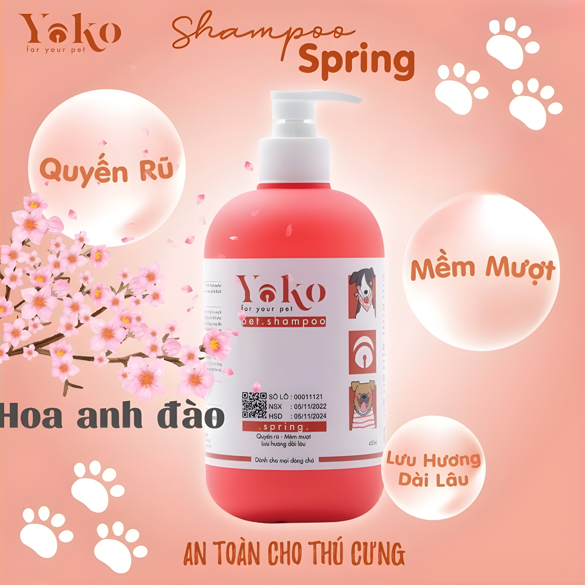 Sữa Tắm Cao Cấp Yoko Cho Chó Mèo Hương Thơm Tự Nhiên Dịu Nhẹ 450ml - YonaPetshop