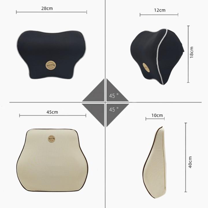 Bộ gối tựa cổ, lưng chất liệu cao su non 100% cao cấp DC-516 - Có 2 màu: Đen và Kem