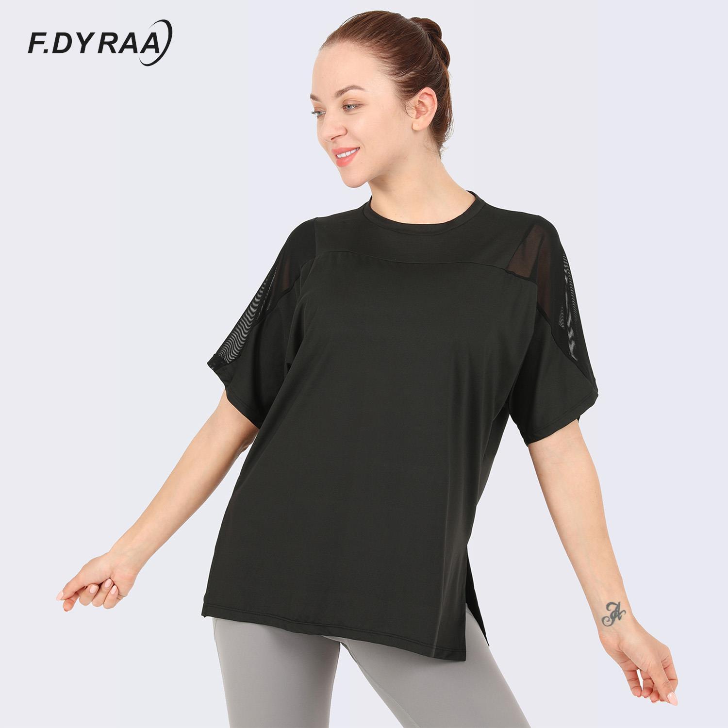 Áo phông tập thể dục của phụ nữ vừa vặn với thể thao chạy lưới yoga áo ngắn áo yoga yoga áo tập gym top áo thun nhanh Color: Black Size: XXXL
