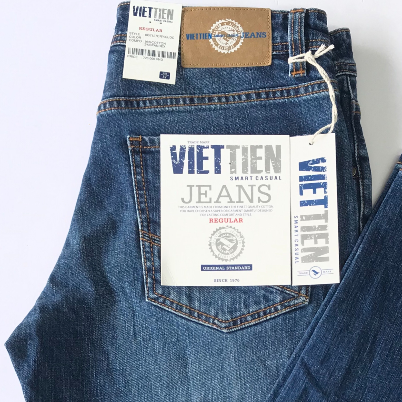 Viettien - Quần jeans nam smart casual 6Q7127-7123