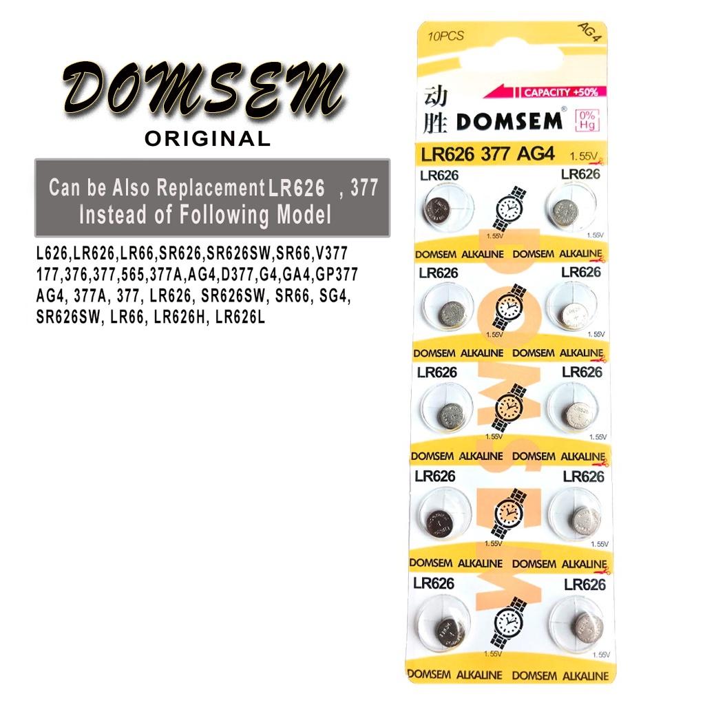 Vỉ 10 viên Pin đồng hồ DOMSEM L626F LR66 LR626 AG4 Chính Hãng