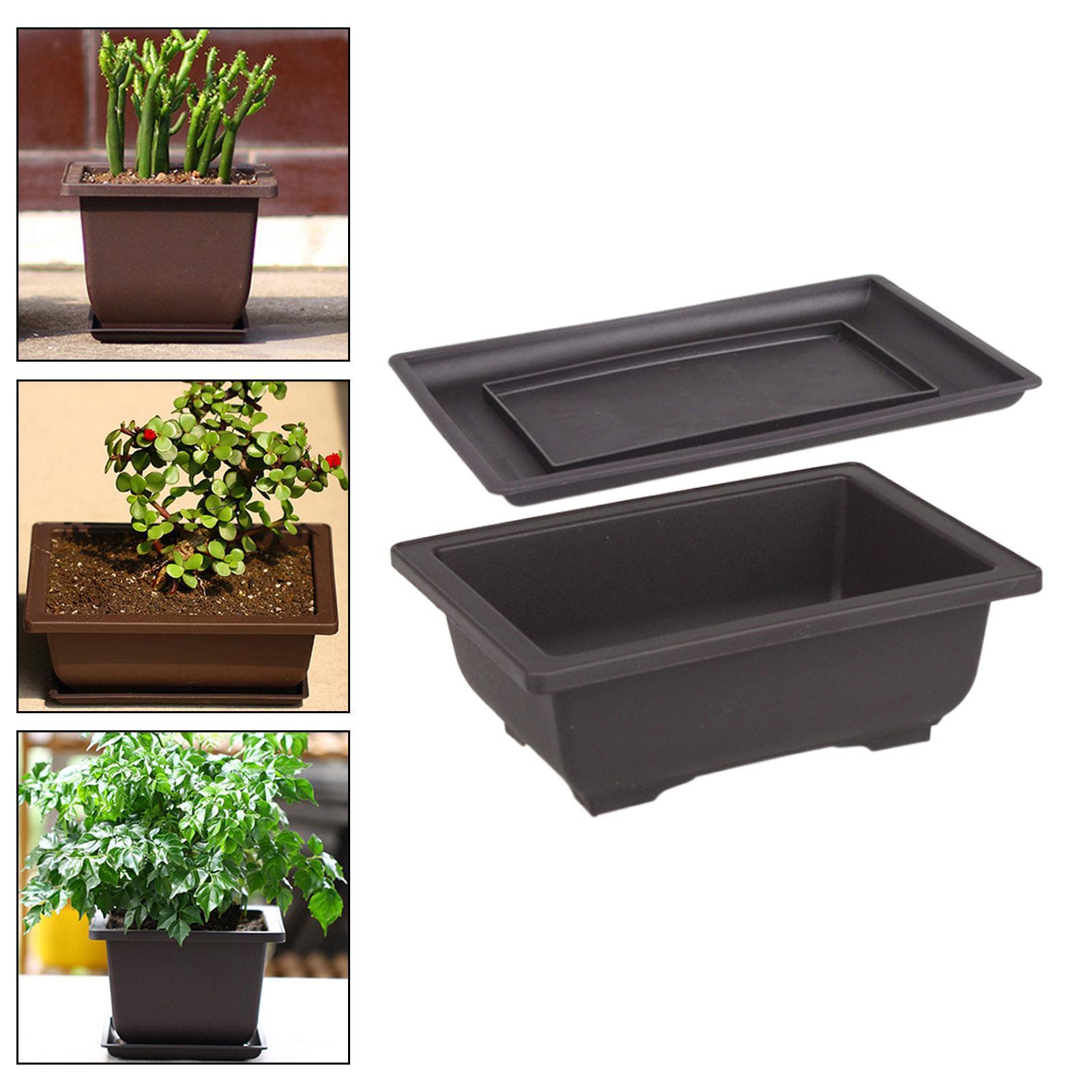 Training Pots with Tray Flowerpots Potted Sturdy Plants Growing Pot Bonsai Training Pots Multifunction Large for Office Table Indoor Balcony