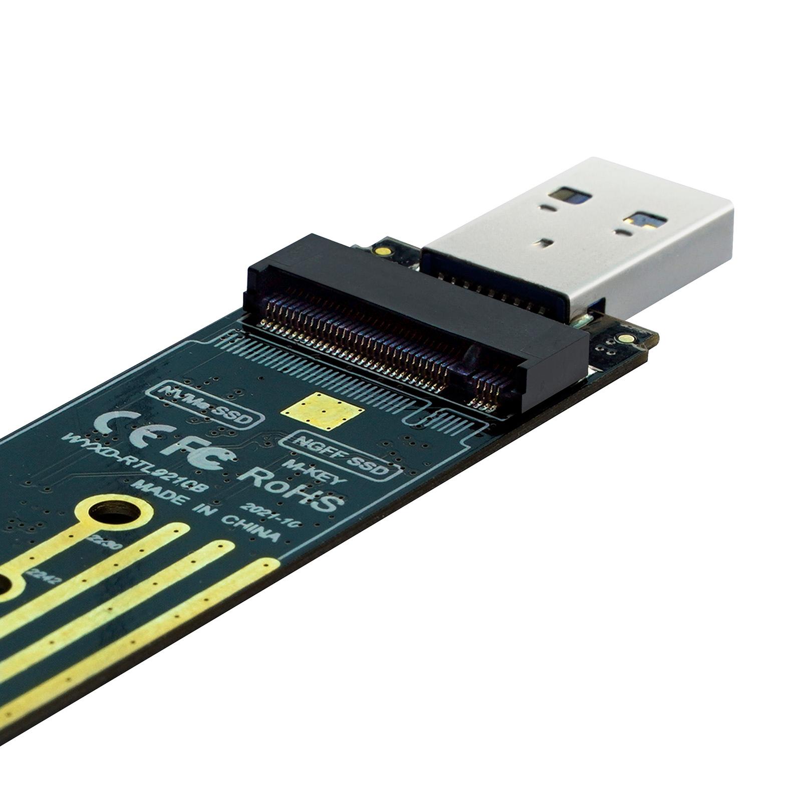 M2008 NVMe PCIe To USB3.1 Type A M.2 In-line Adapter Board 2 in 1 Support NVMe & SATA Dual Protocol