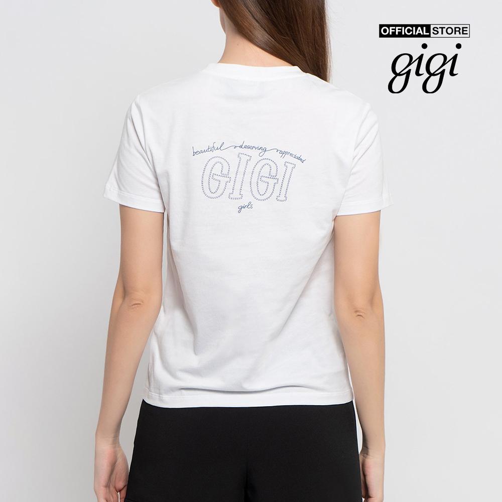 GIGI - Áo thun nữ ngắn tay cổ tròn phối chữ in thời trang G1203A211256