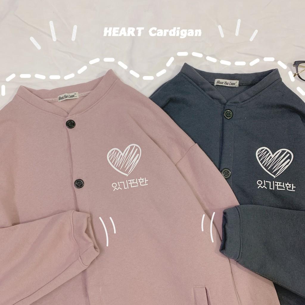 Cardigan Áo Khoác Nỉ Hàn Quốc HEART Trái Tim Unisex