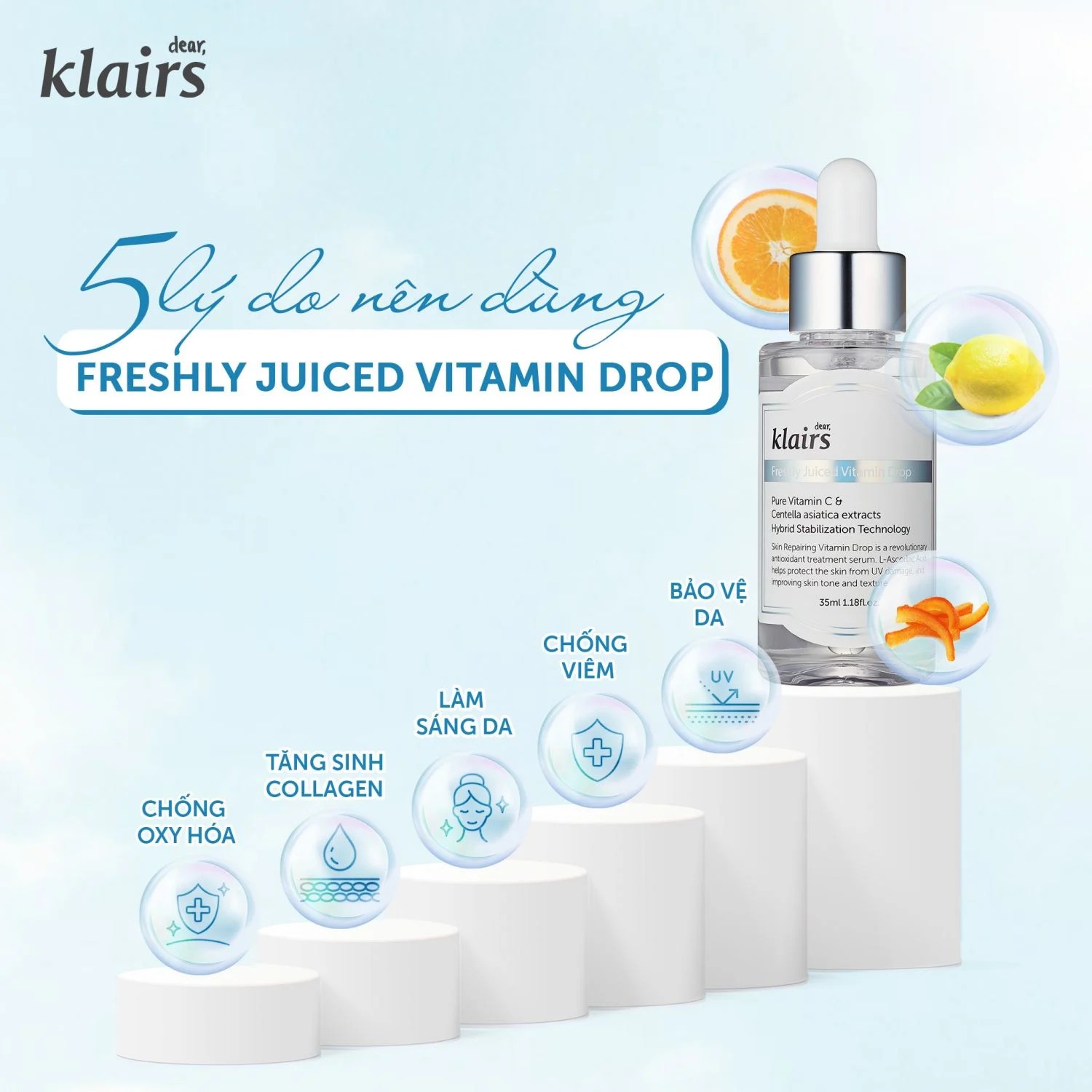 Bộ 3 Sản Phẩm Dưỡng Trắng Sáng Da Dear Klairs Freshly Juiced Vitamin (Toner 180ml + Serum 35ml + Mặt Nạ Ngủ 90ml)