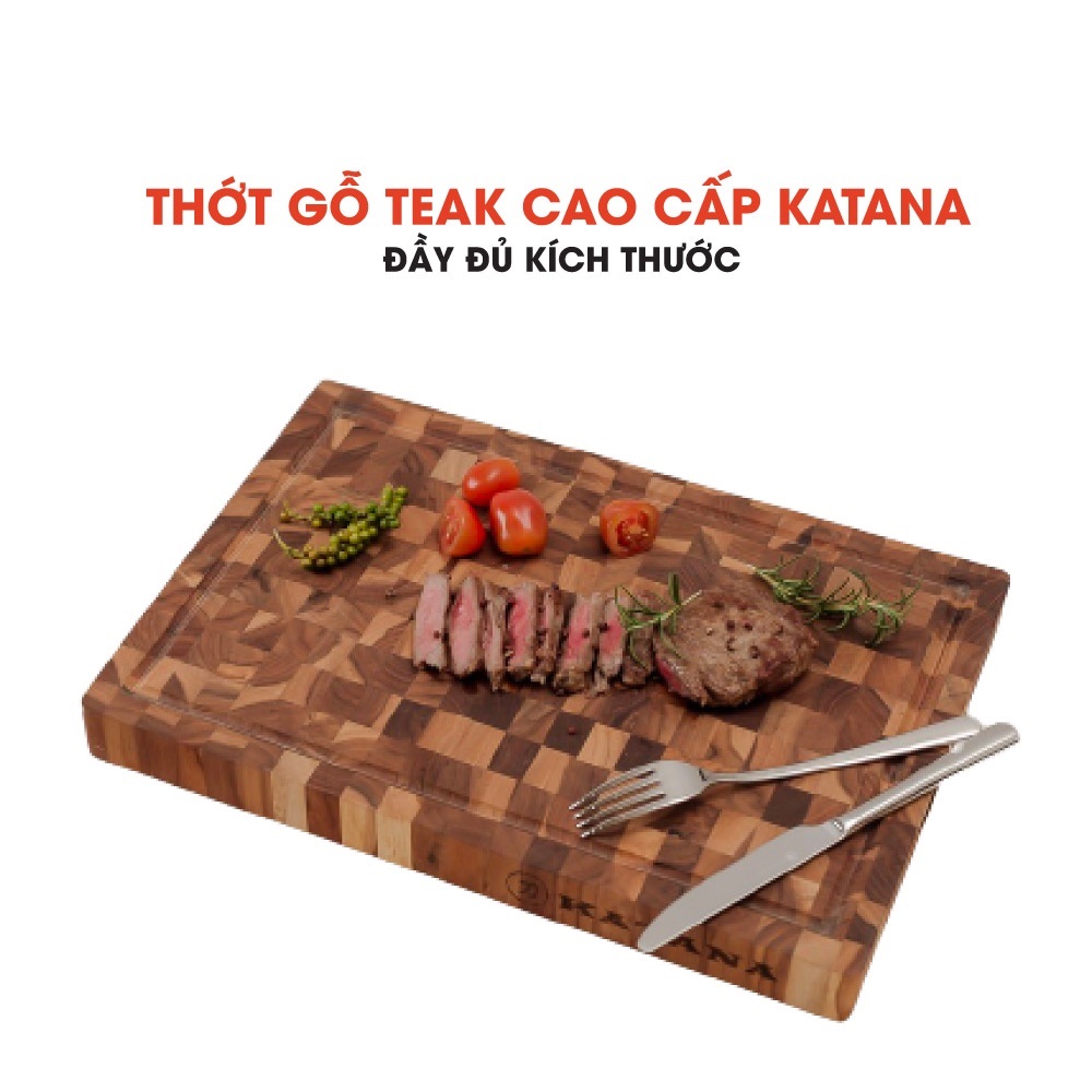 Thớt gỗ Teak thương hiệu Sothing KATANA kiểu dáng tròn, chữ nhật, đủ size, chống ẩm mốc- Hàng chính hãng