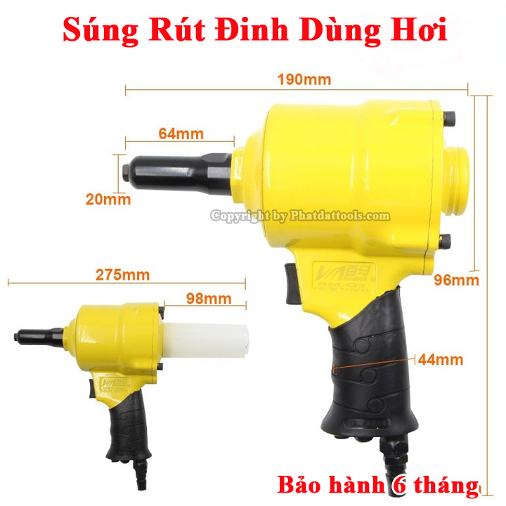 Máy Rút Đinh Tán, Đinh Rive Dùng Hơi TOP Đài Loan