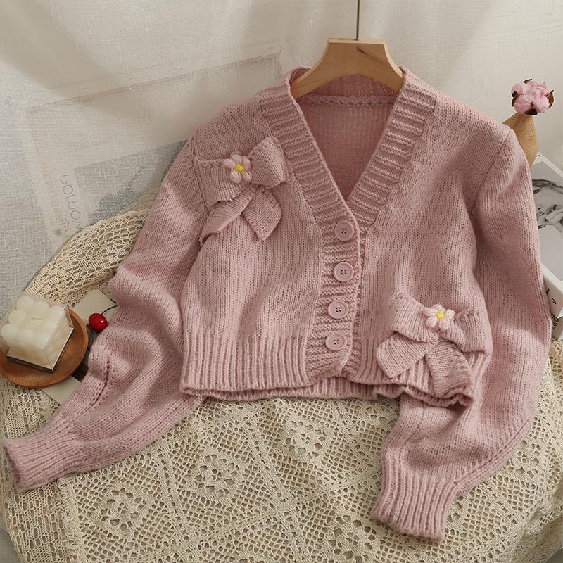 Áo len Cardigan dáng ngắn màu sắc nhẹ nhàng retro Hadu shop