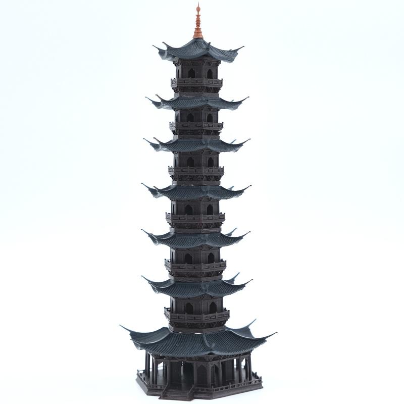 Mô hình tiểu cảnh CỔ THÁP 7 TẦNG - bán cạn - bể cá - hòn non bộ - terrarium - tinh xảo - chất lượng cao