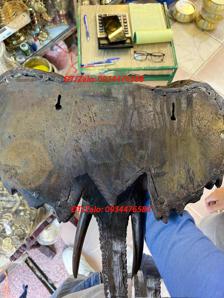 Đầu Voi Bằng Đồng Thau Màu Nâu Treo Trang Trí Đẹp