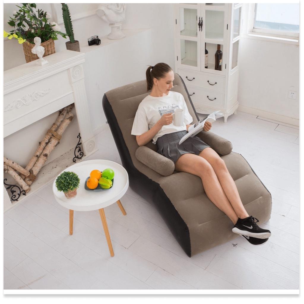 Ghế Hơi Tựa Lưng Đọc Sách Có Tay Vịn S Lazy Lady Nâu Coffee
