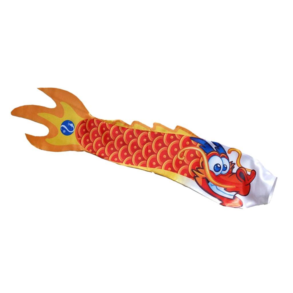 3X Creative Dragon Flag Outdoor Windsock Carp Streamer Hanging Decor Red