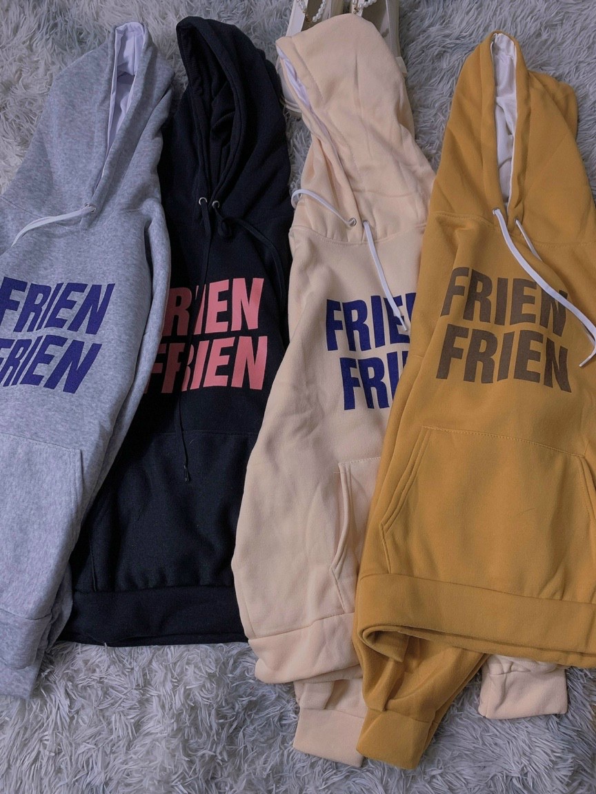 Áo hoodie tay phồng in FRIEN - FRIEN