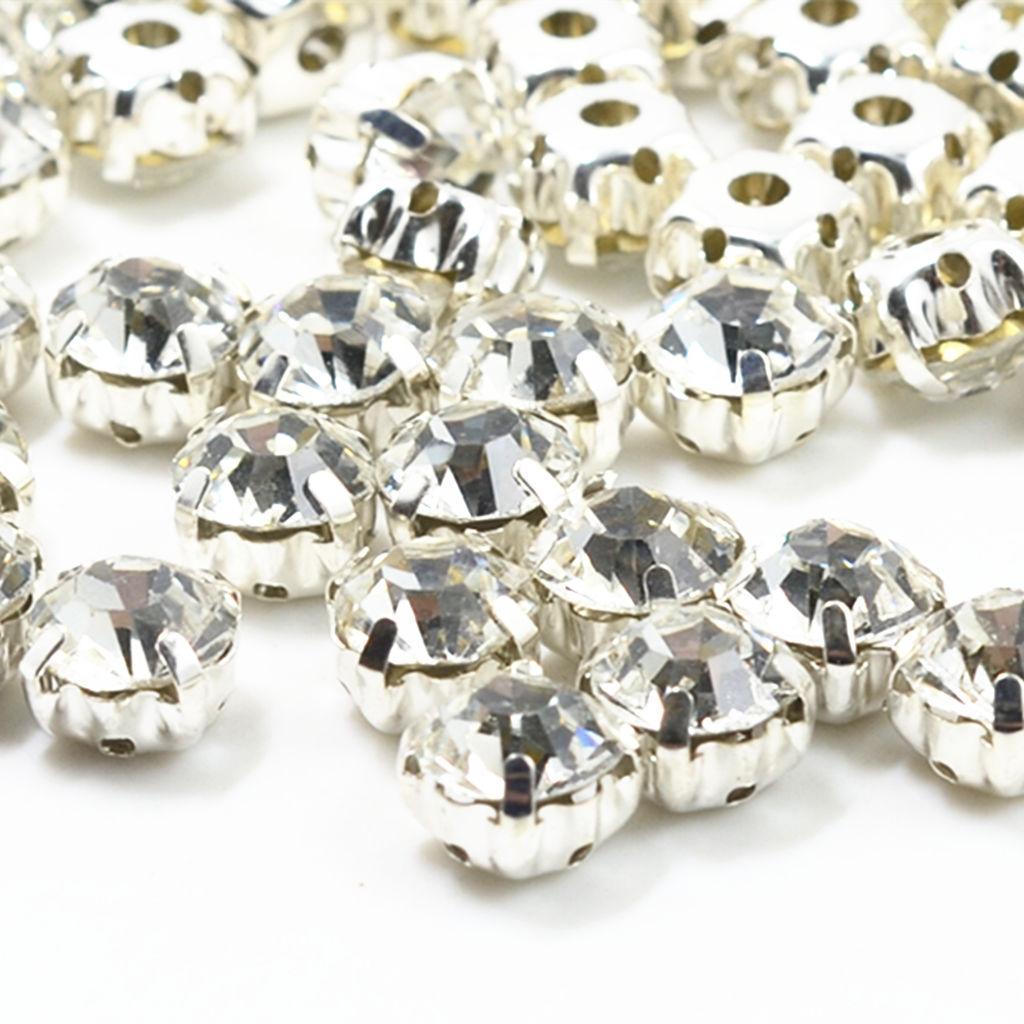 8-10pack 100 Pieces Diamante Sew On Crystals Rhinestone Beads Embellishment 7mm