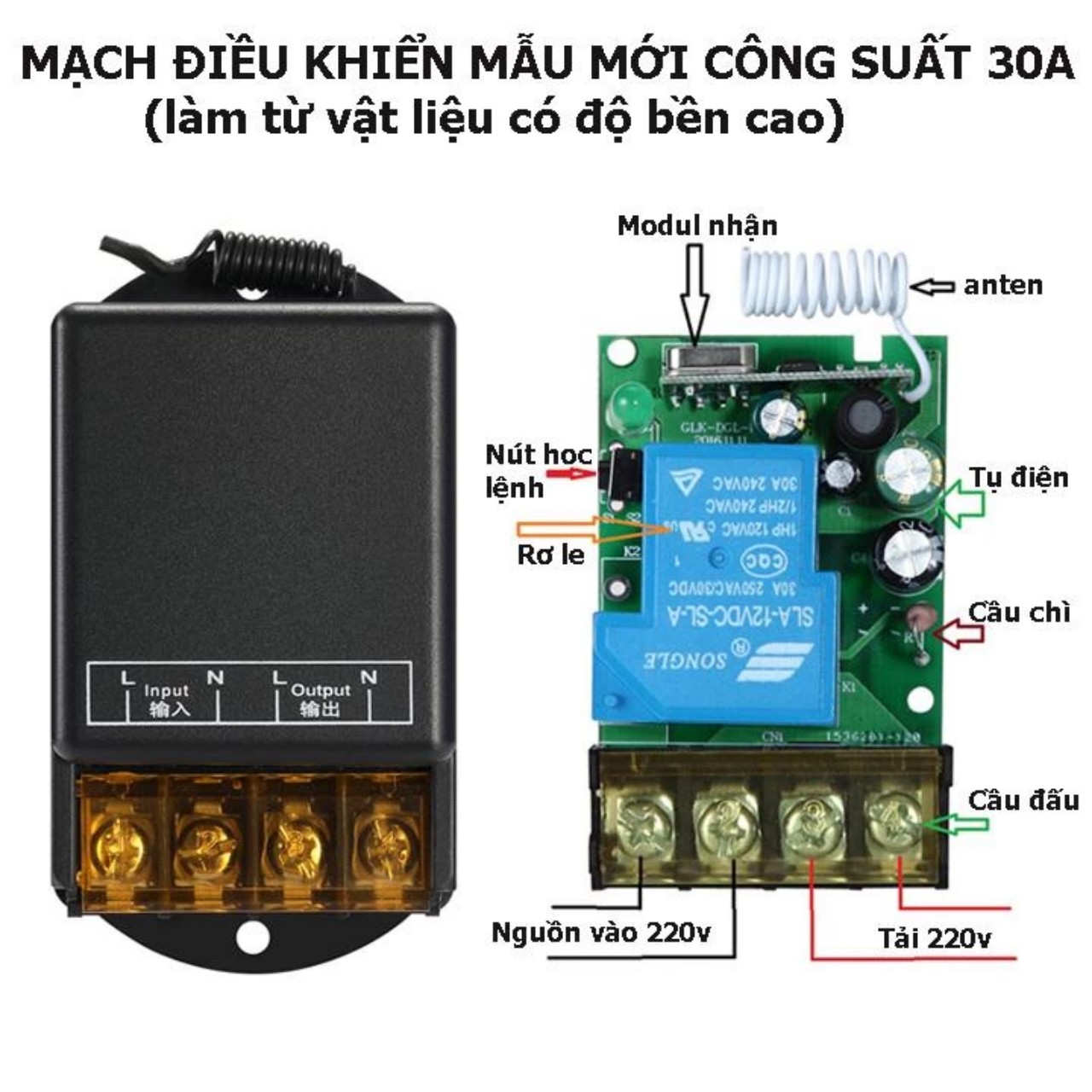 Công Tắc Điều Khiển Từ Xa 220V - 100M 30A: Loại Tốt, Công Suất Lớn, Xuyên Tường