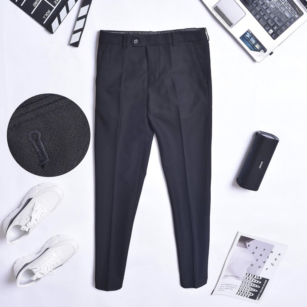 Quần âu nam đen ống côn cao cấp,quân tây nam vải dày dặn không nhăn không xù trẻ trung, dáng ôm năng động - Màu đen - Size 30