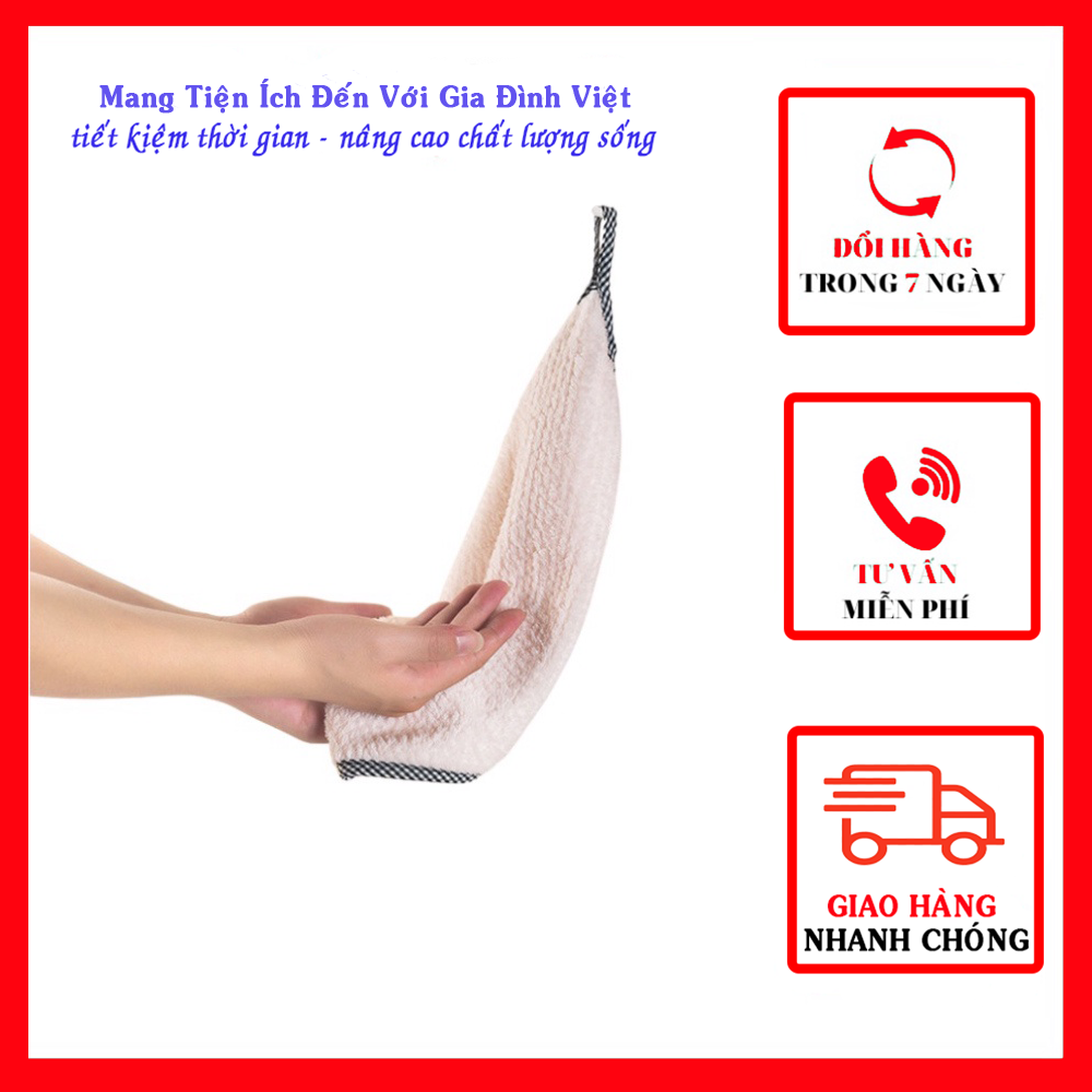 Khăn lau tay nhà bếp có móc treo, khăn siêu thấm, dễ giặt