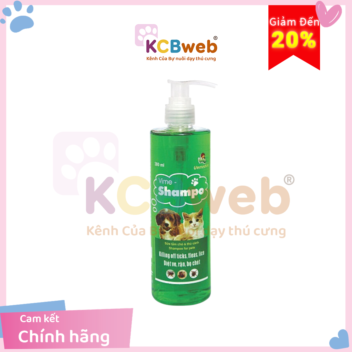 Sữa tắm chống, giảm tối đa ve, rận cho thú cưng chó mèo NOURISH 300ml