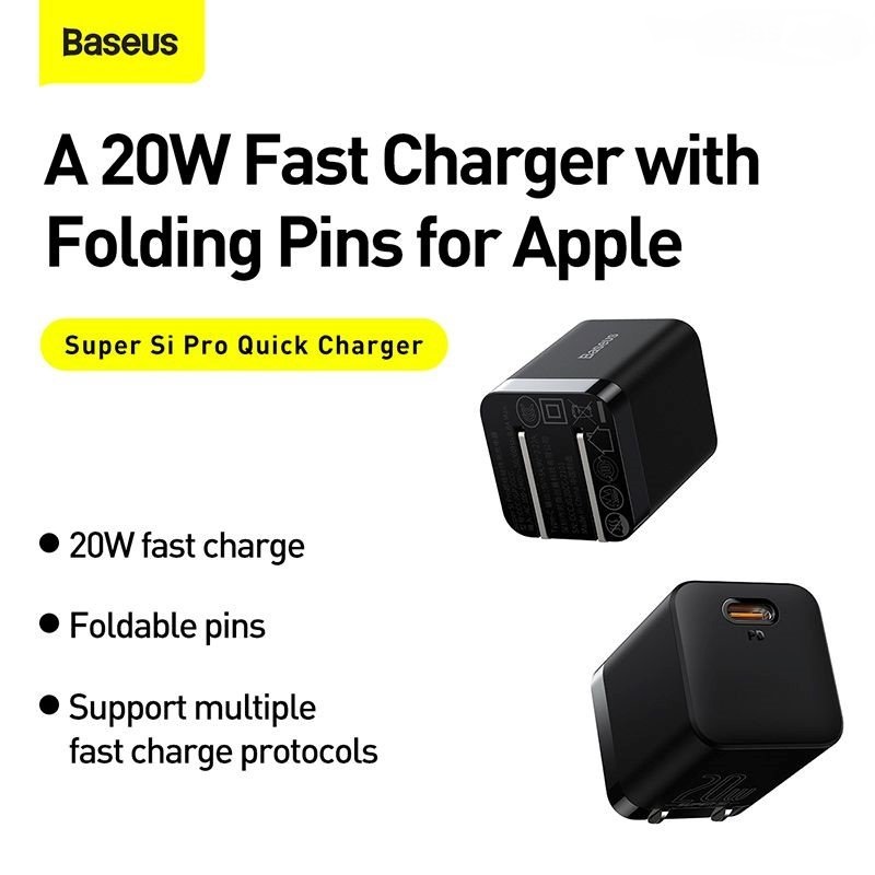 Bộ Sạc Nhanh Kèm Cáp Baseus Super Si Pro Quick Charger 1C 20W - Hàng chính hãng