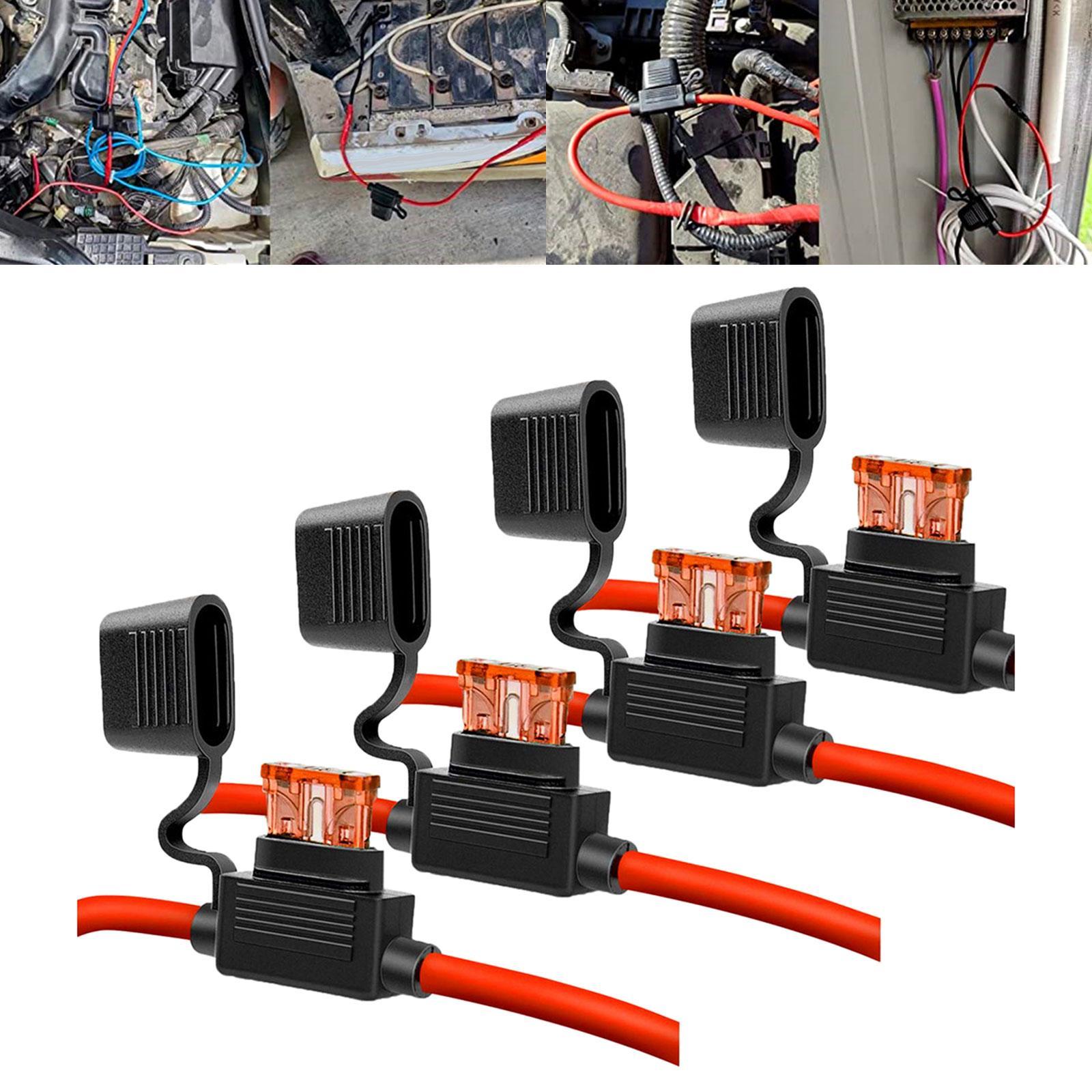 4x Fuse Inline Fuse Holder Add A  Fuse Holder Red Wiring Harness Atc  Fuses  Automotive Fuse Holder for Boats Car