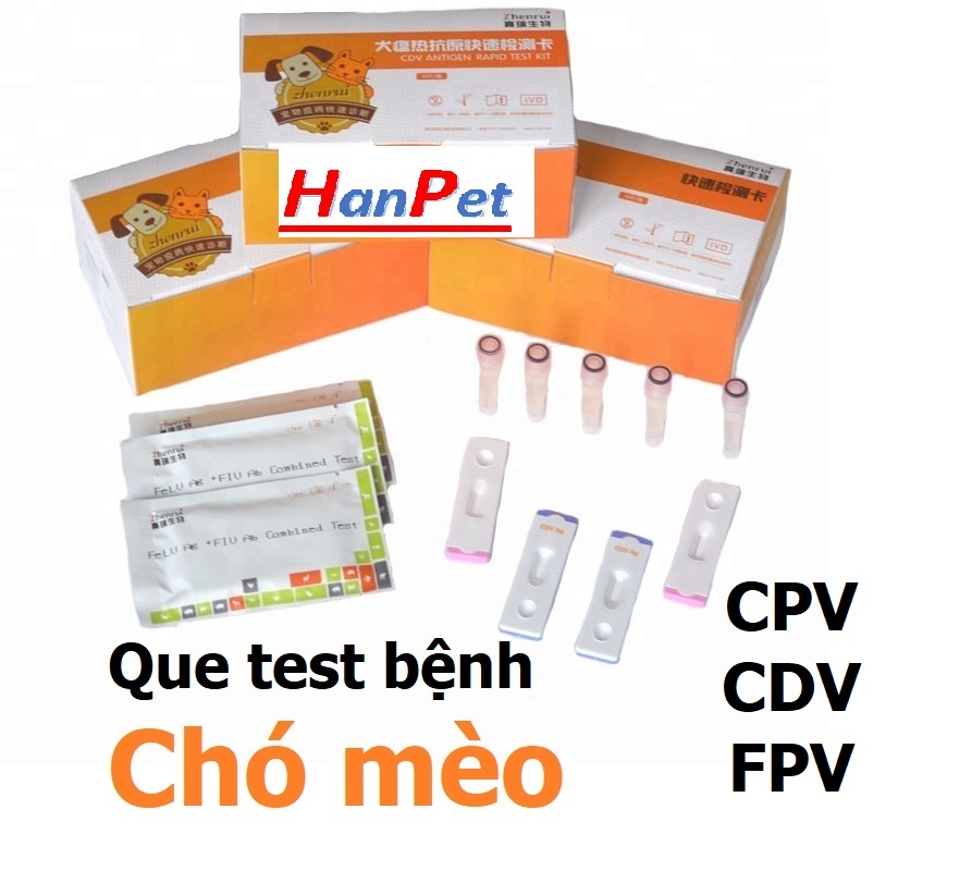 (1 Kít test) Que test bệnh chó mèo dụng cụ xét nghiệm ệnh chó Parvo CPV Care CDV FPV cho mèo