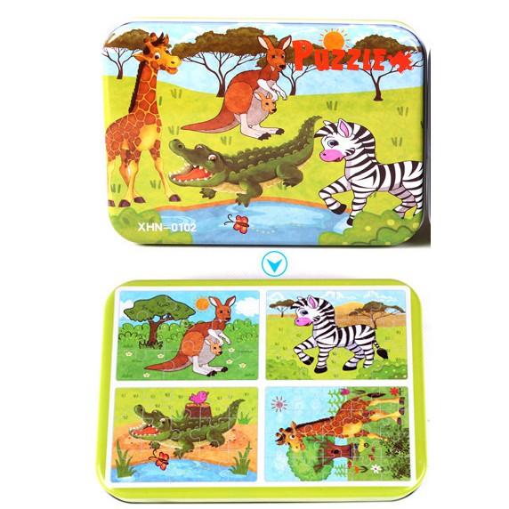 COMBO 5 hộp tranh xếp hình Puzzle 4 cấp độ 9-12-15-20 miếng nhiều chủ đề cho bé - Đồ chơi giáo dục thông minh trẻ em