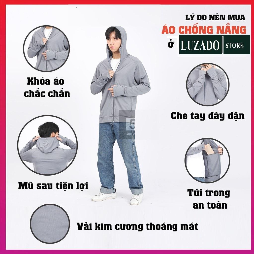 Áo chống nắng cho nam LUZADO, áo khoác chống nắng thông hơi chất vải kim cương cao cấp Chống Tia UV Thoáng Mát