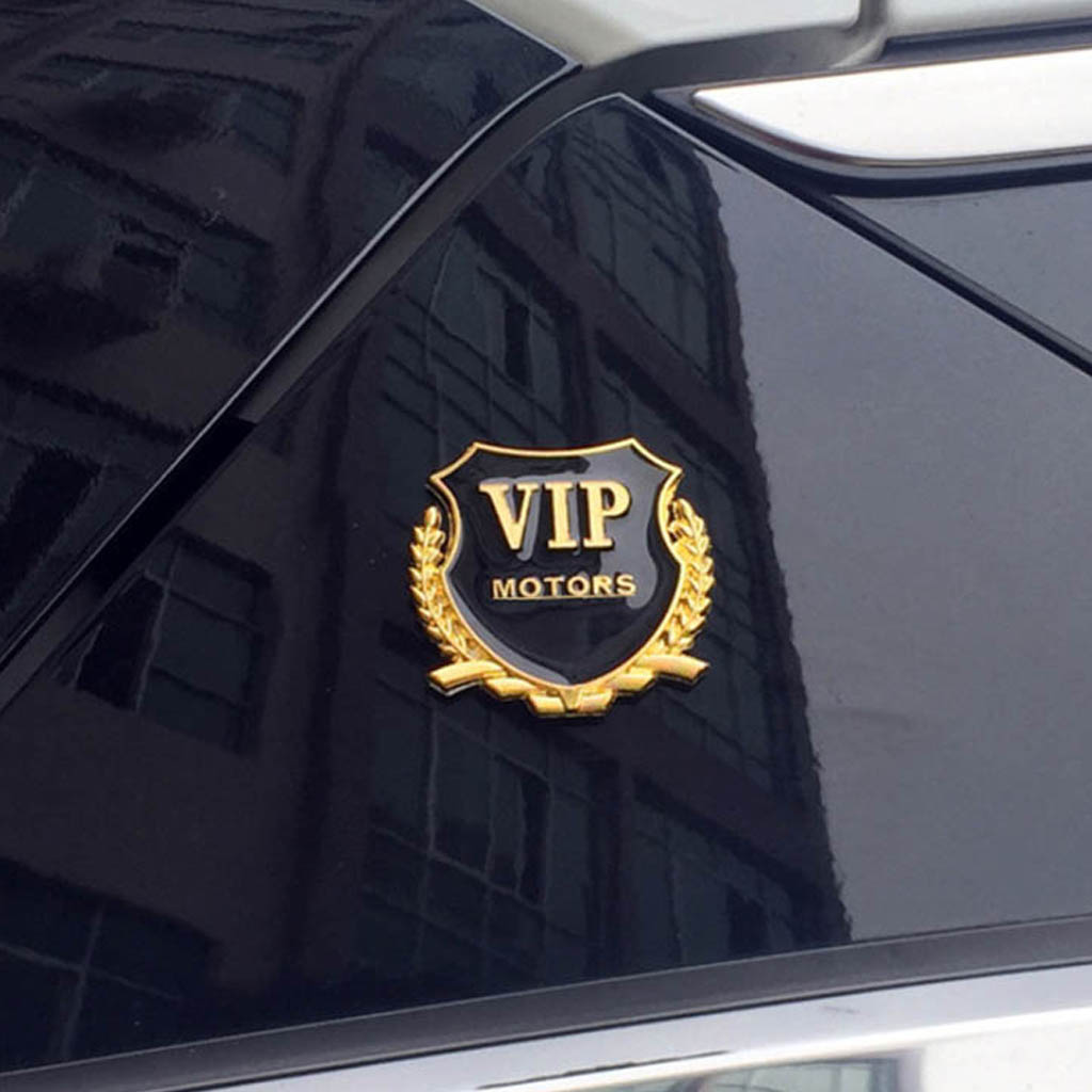 Bộ 2 Logo VIP Motors Kim Loại Dán Trang Trí Ô Tô - Có Keo Dán 3M Đi Kèm