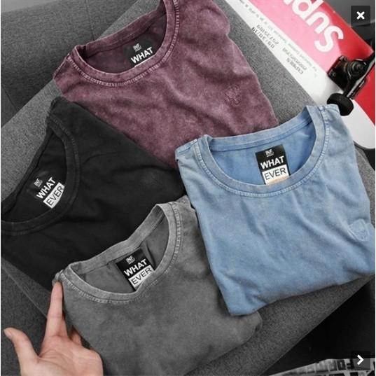 Áo thun cổ tròn wash bụi INF - đen