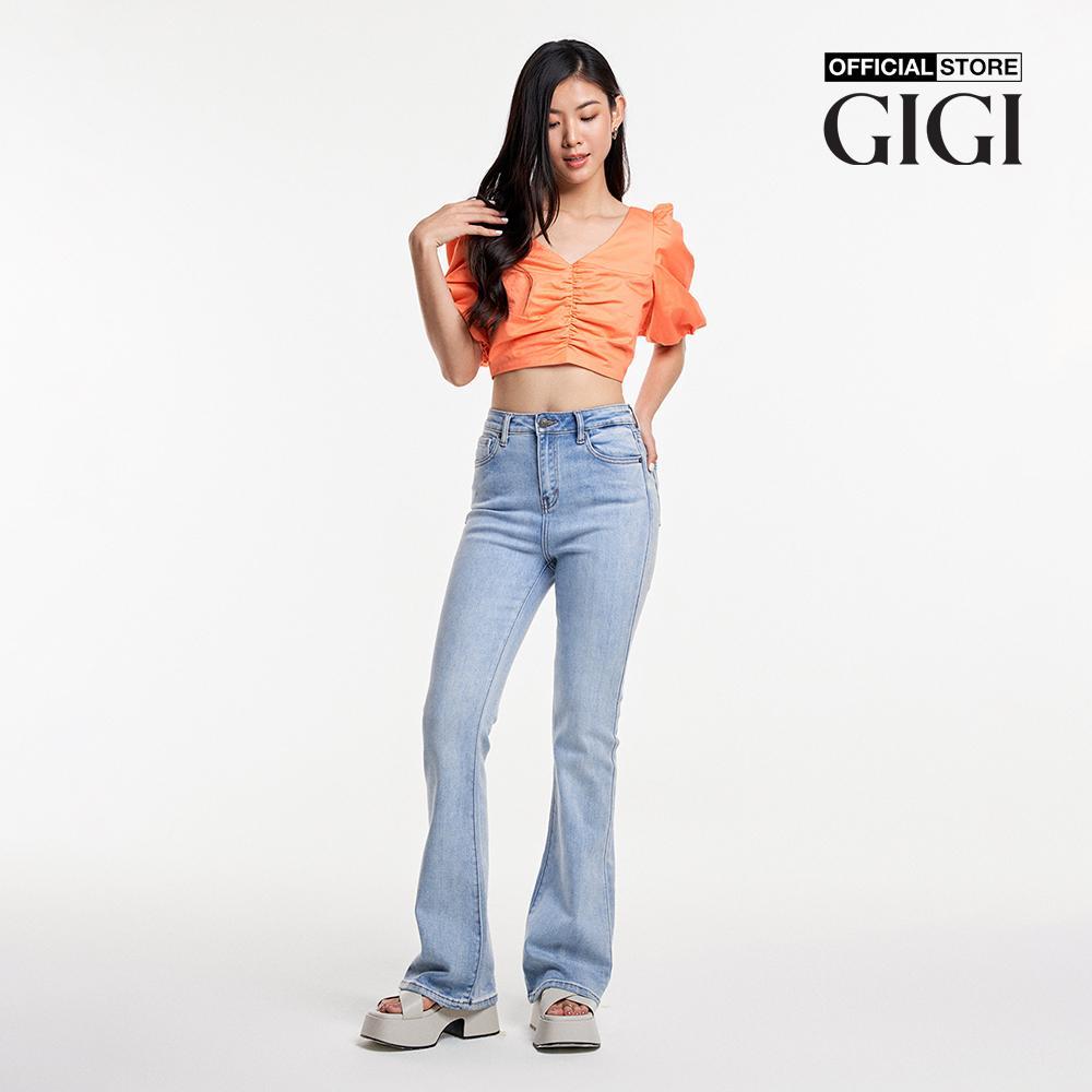 GIGI - Áo croptop nữ cổ V tay ngắn trẻ trung G1110T232203