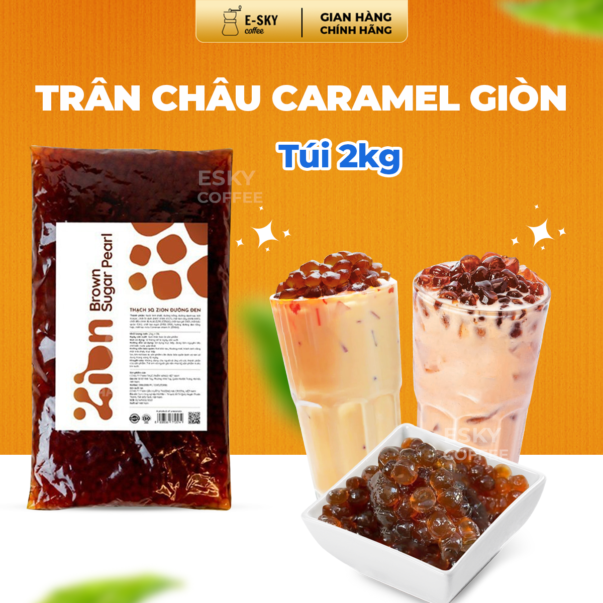 Thạch Trân Châu 3Q ZION Trân Châu Giòn Nguyên Liệu Pha Chế Trà Sữa Gói 2KG