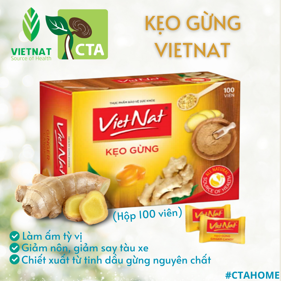 KẸO GỪNG VIETNAT - Hộp/100 viên