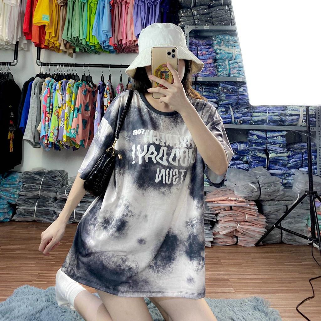 Áo thun loang nam nữ unisex freesize form phông rộng mẫu in chữ GOOD DAY đen trắng