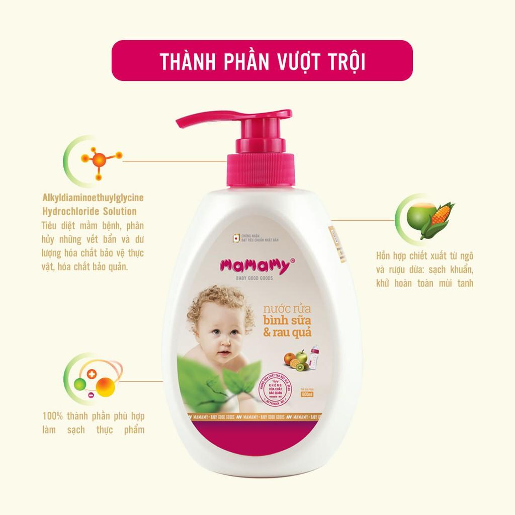 Combo 3 Túi bổ sung Nước rửa bình sữa &amp; rau quả Mamamy 600ml/túi