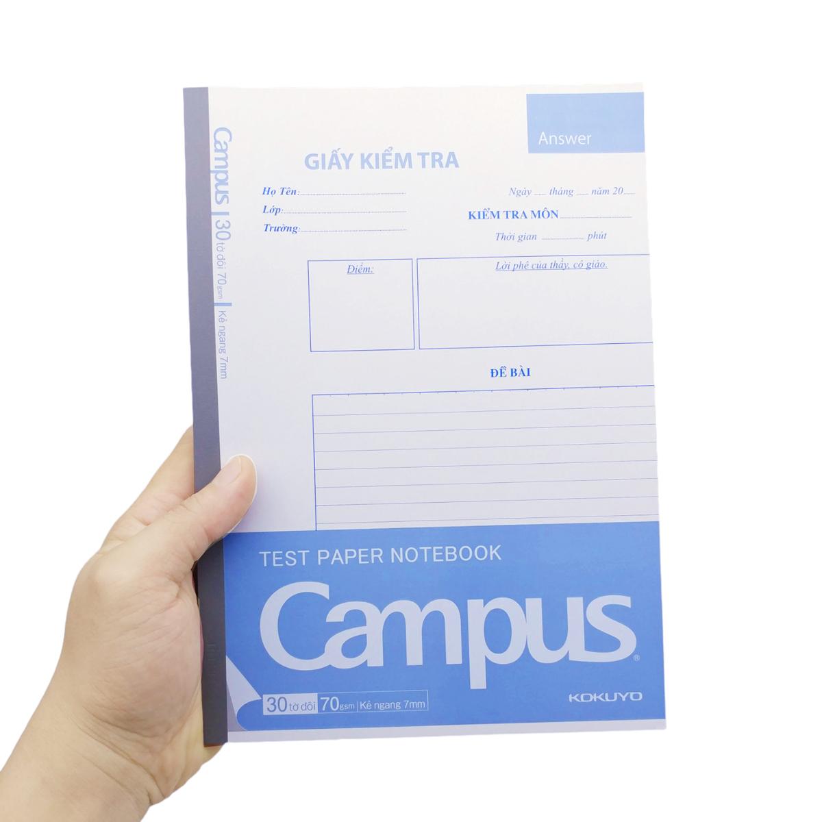 Giấy Kiểm Tra Kẻ Ngang Dạng Vở - Campus TPN-B5L30 (30 Tờ Đôi)