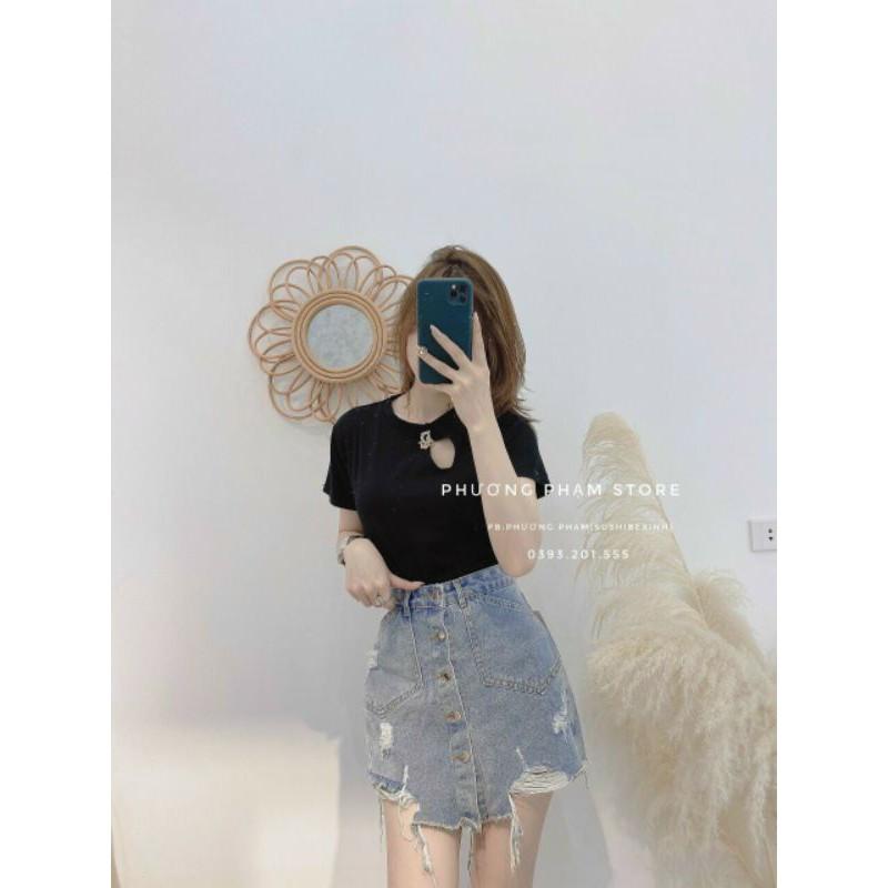 quần sooc bò hàng đẹp xịn ạ Quần Giả váy bò khuy nắp túi hàng hottrend