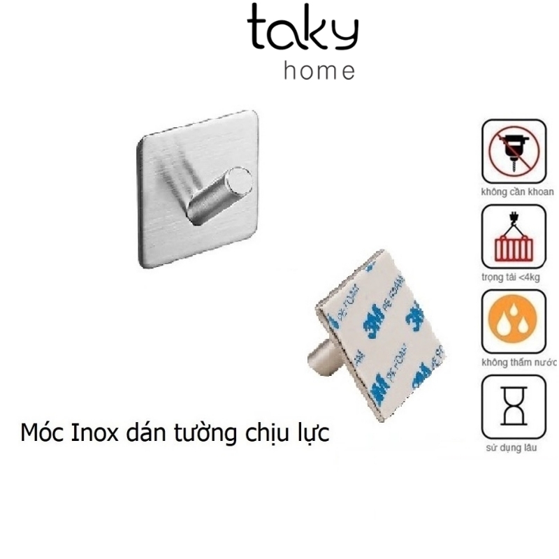 Móc Dán Tường Chịu Lực, Móc Treo Quần Áo, Móc Treo Đồ Dùng Khu Bếp, Nhà Tắm, Móc Inox Siêu Chắc Chắn. TakyHome 2009